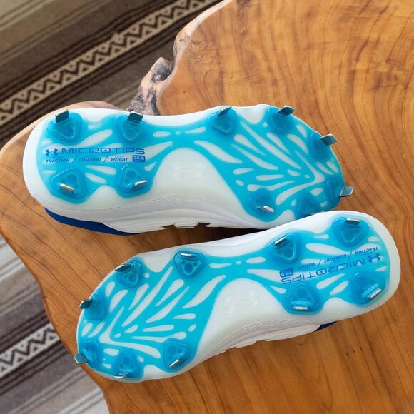 NIB/NWT! UNDER ARMOUR CLEATS MENS SZ 7.5 BLUE & WHITE NEW WITH BOX - Picture 6 of 7